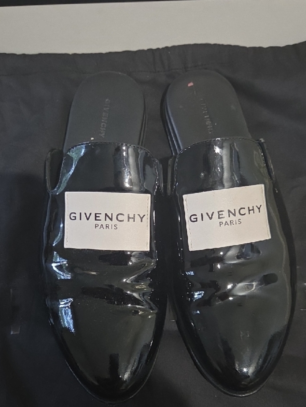 Givenchy Black Patent Leather Logo Slide Mules - Picture 2 of 5